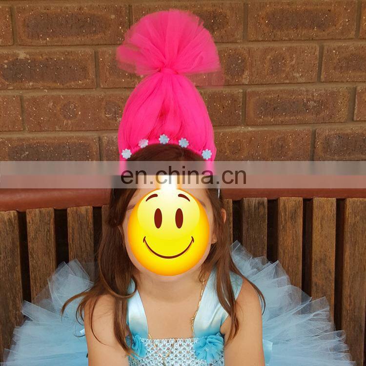 New style festive wigs headband cute gauze trolls headband for kids party supplies MFJ-0067