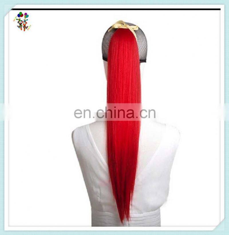 Red Long Straight Synthetic Hair Drawstring Clip on Ponytails HPC-0187