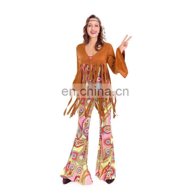 Adult 60s 70s Groovy Lady Hippy Flower Power Womens Ladies Fancy Dress Costume
