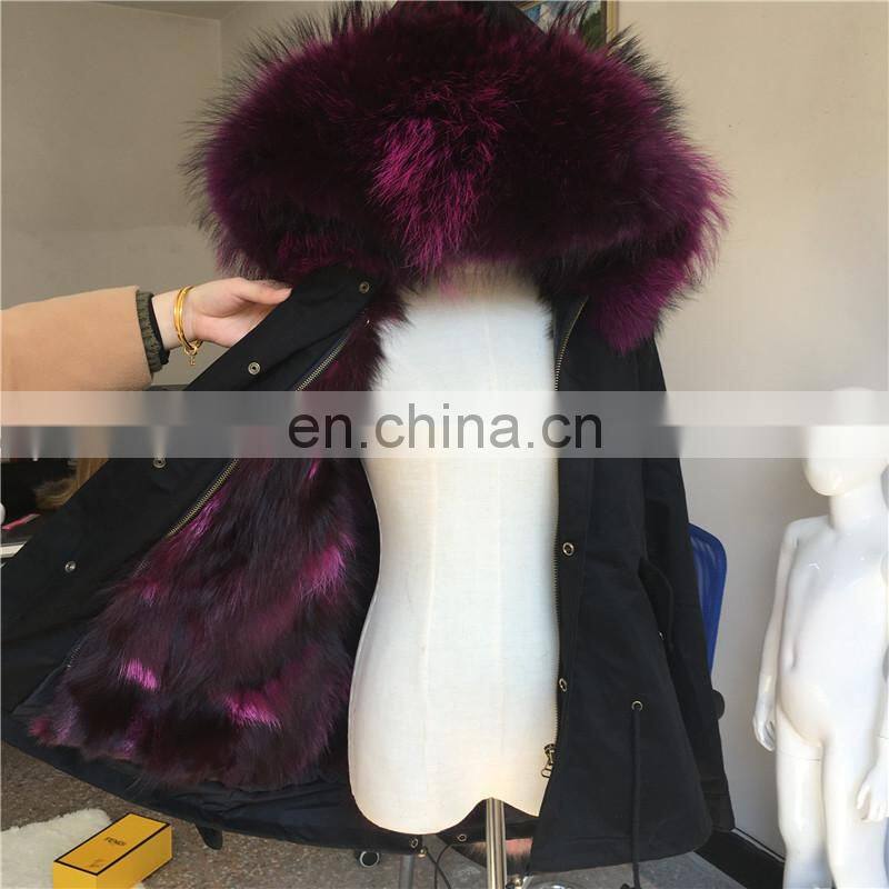 2015 Top Fashion London Style High Quality Raccoon Fur Collar Camouflage Winter Parka for Girls