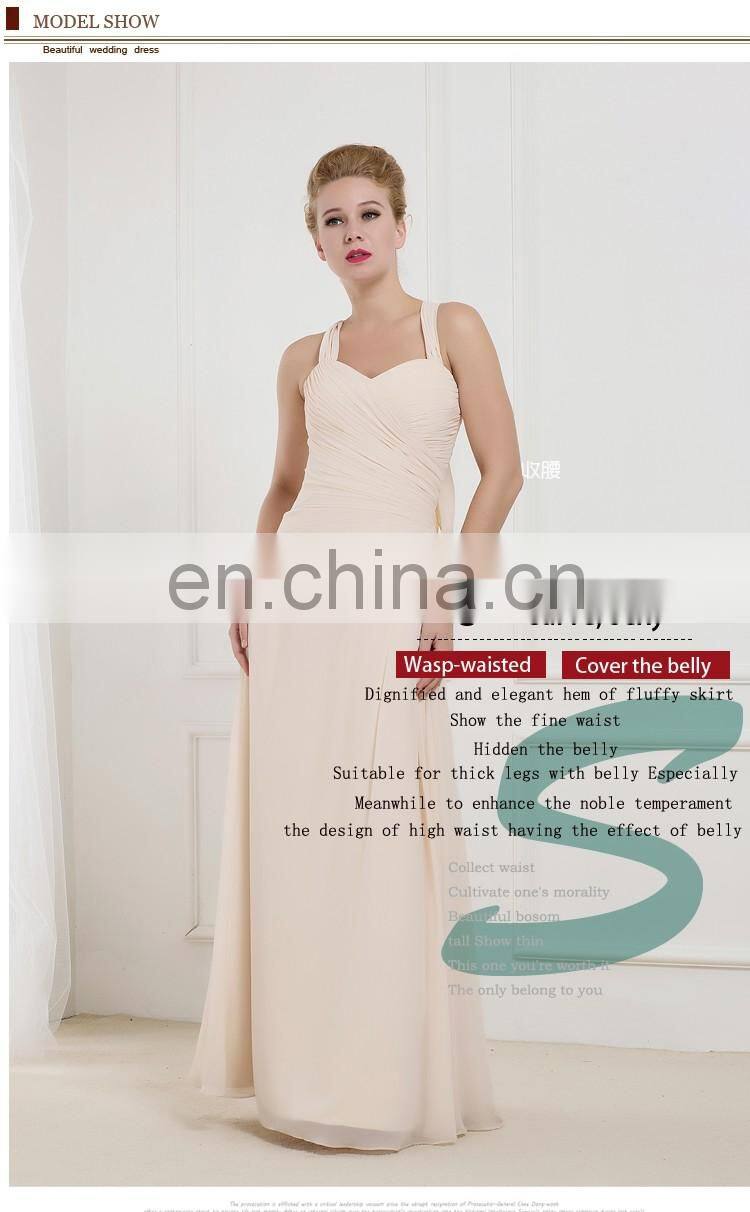 EB2227 A-Line scoop halter top Ruched Chiffon evening dress