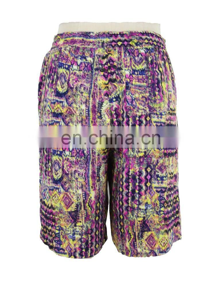 Printed Viscose Tie Short Women Beach Short Guangzhou Supplier