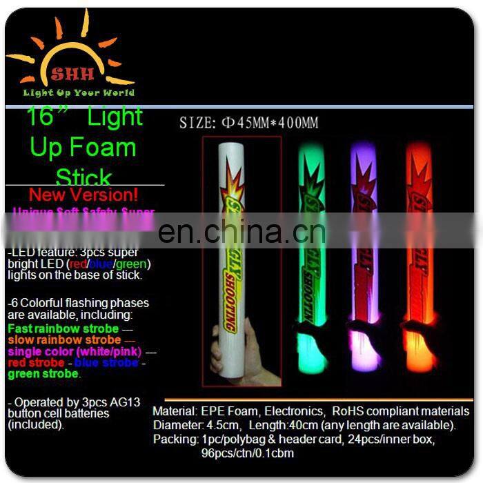 COOL!!! 16 inch Glow Stick LED Flashing Light Stick LED Foam Flashing Light Stick