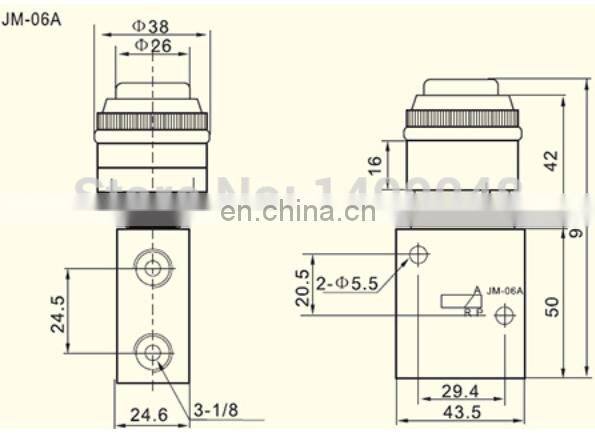 GOGO ATC 3 way air Manual Mechanical control valve hand valve pneumatic 1/4 inch JM-06A Spring reset type with plat round button