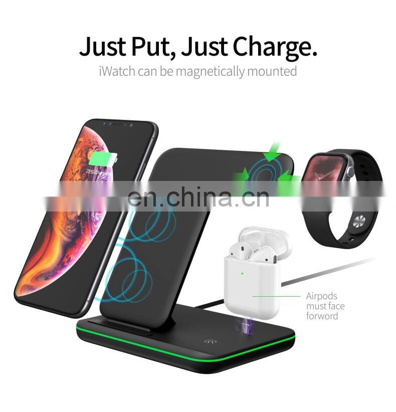 10W Fast Wireless Charger New 3 In 1 Wireless Charger for Smartphone smart Watch with CE,FCC,ROHS Certificate