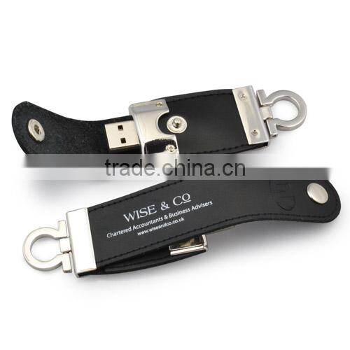leather usb in different color with press printing 16gb