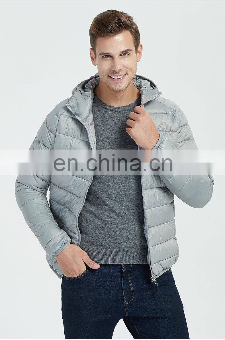 Light Men Puffer Jackets Foldable coat custom logo men's overcat down hooded winter jacket bubble coat High Quality Cotton jacke