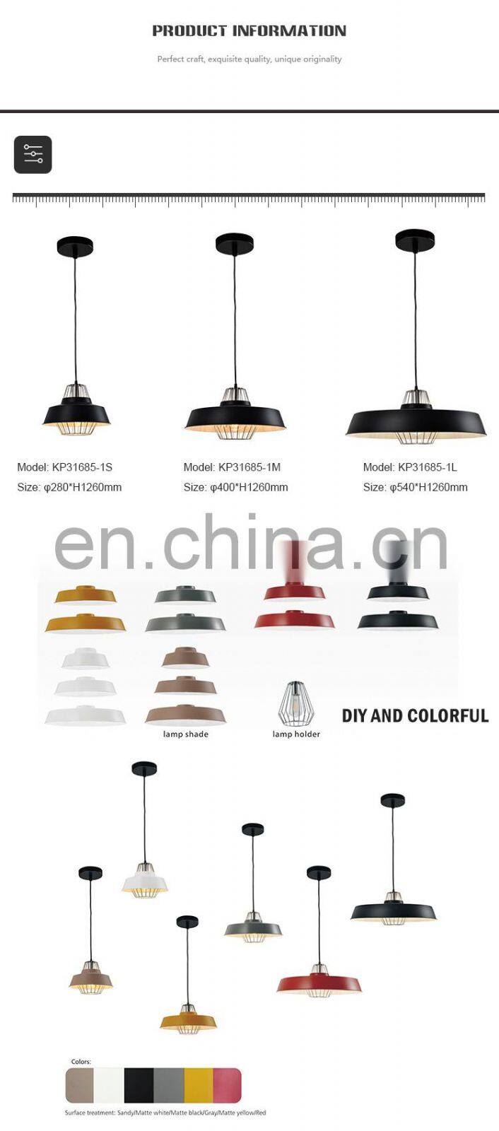 HUAYI Colorful Design Iron Material 60W Indoor Living Room Modern Decoration LED Pendant Light