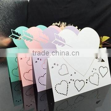 New Arrival Unique Laser Cutting Pink Color Table Name Card for Wedding