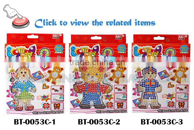 Mini Qute 3 styles DIY Ironing Hama Perler Beans 3D Jigsaw Boy model building block kid educational toy (Accept OEM)