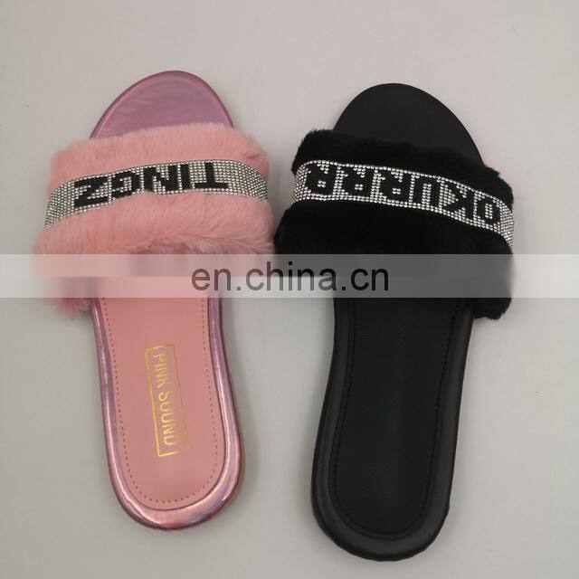 Flat Lady Fluffy Fur 2020 New Arrive Slipper for Women's