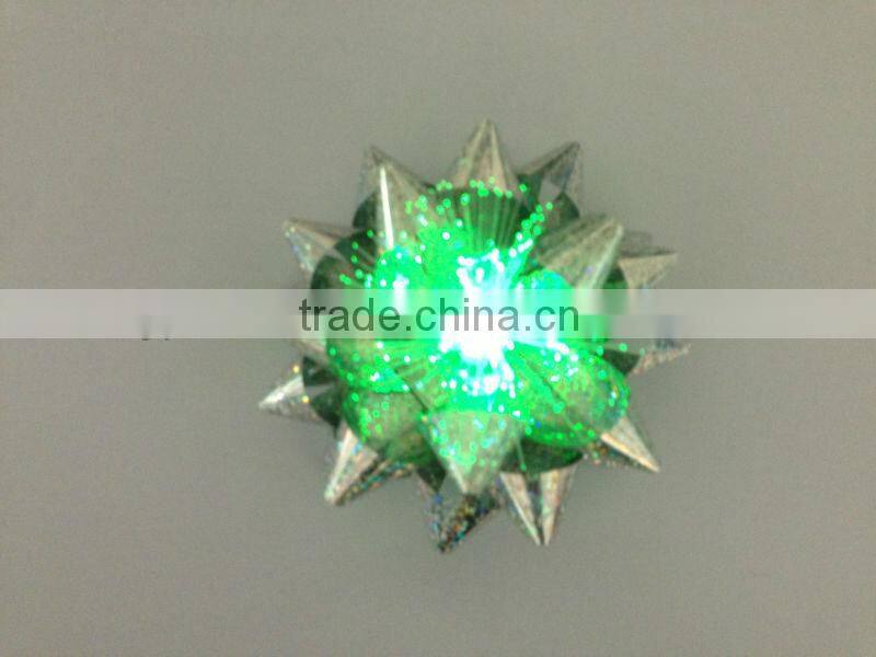 2013 New Design Gift Star Bow With LED Light/3.75" LED Lighting Party Decoration Star Ribbon Bows with fiber optic and bottom