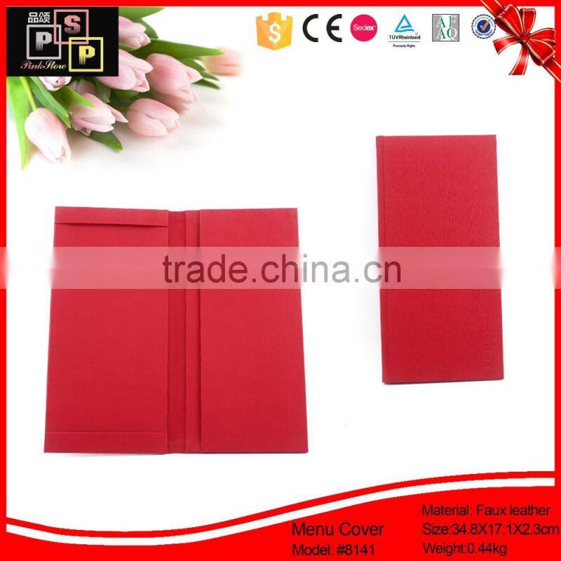 ecomomical best selling custom red leather durable menu cover
