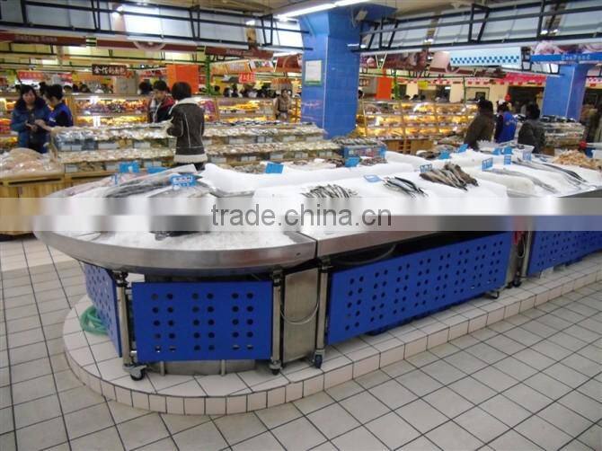 APEX custom make commercial restaurant curve end head stainless steel fruit display table ice case