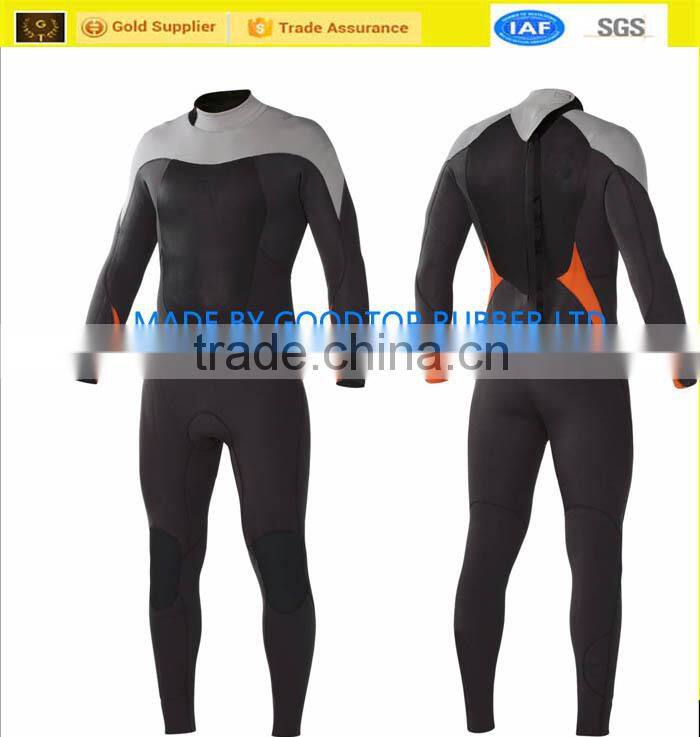 Good quality neoprene wetsuit with chest zipper with brand logo