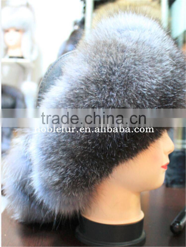 stylish silver fox Hats genuine leather Princess Headwear
