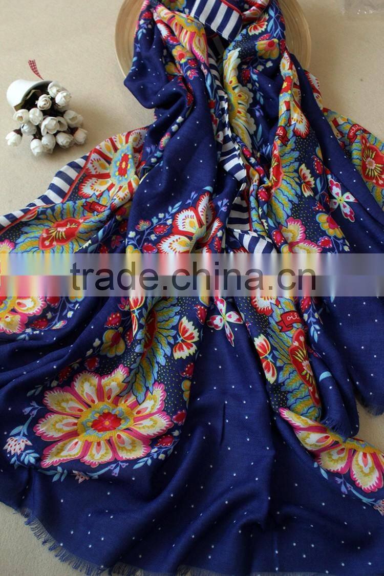 Newest Beautiful Flower Printed Fashion Lady Women Shawl Scarf Hijab