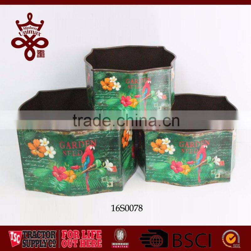 Garden Decorative Flower Pots Planters Shabby Garden Urn Planter Metal Outdoor Flower Pots