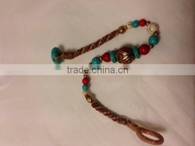 Thailand handmade bracelet bangle with turquoise and brass beads