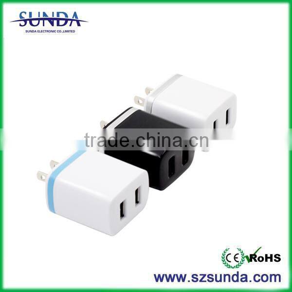2015 new product 12v 2a usb wall charger 2 port for mobile devices