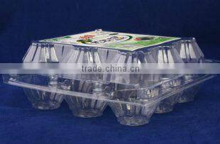 plastic egg container,PET egg packing tray,clear egg box,9 cavities