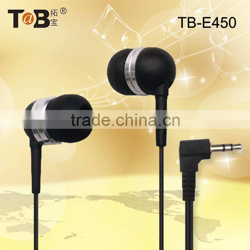 3.5mm L shape plug plastic handsfree headphone earbuds with mic