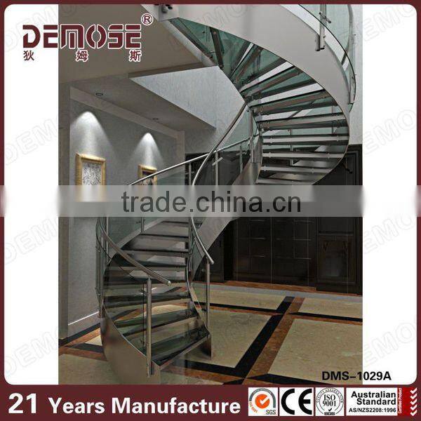 fashionable LED glass stair tempered glass staircase