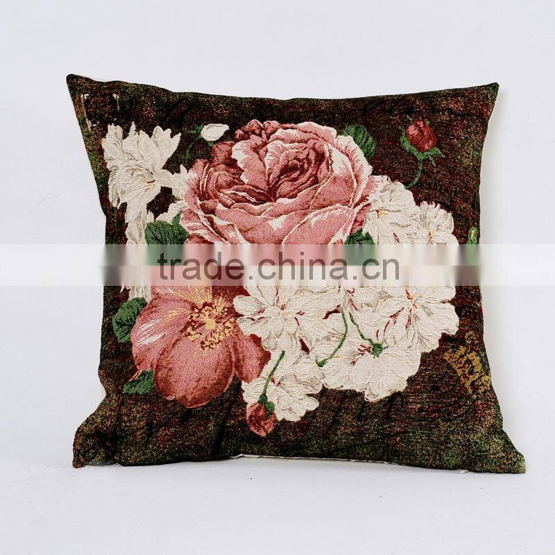 2016 hotesale 100% cotton wholesale printed style fancy flower cushion