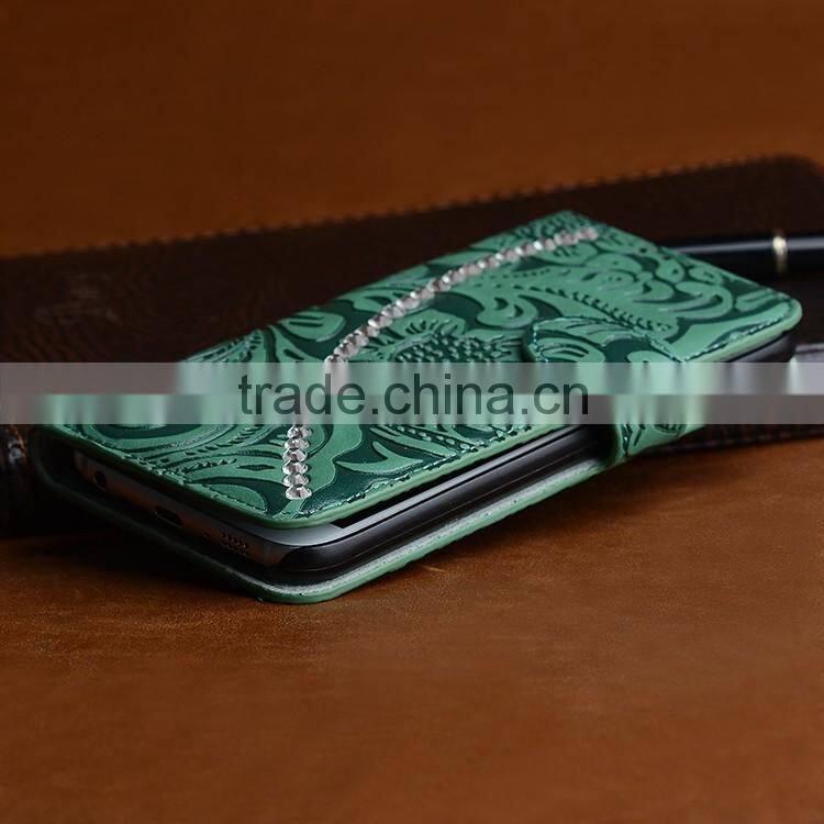 Excellent Factory Diamond Splicing Smartphone Case for Samsung galaxy S7 with Three Card Slot