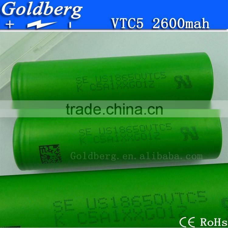 100% Original 30a high drain VTC5 18650 battery 2600mah us18650vtc5 for sony vtc5 battery