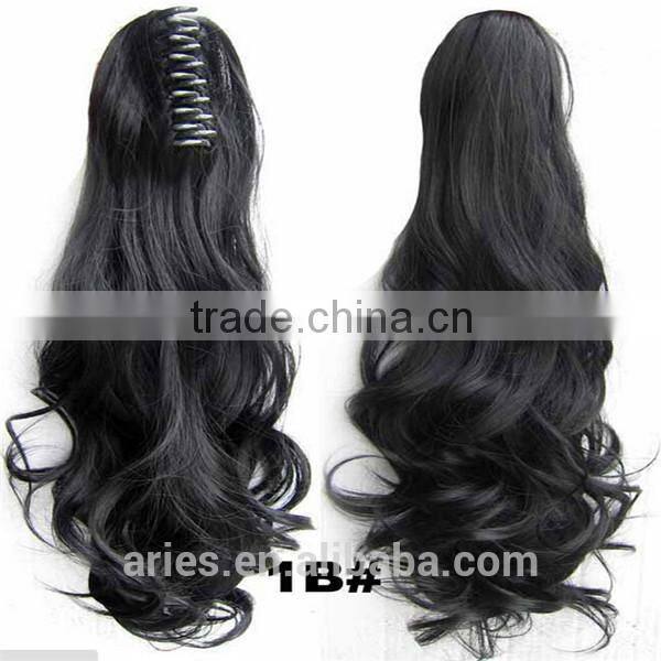 Wholesale premium fashion cheap heat resistant synthetic ponytail