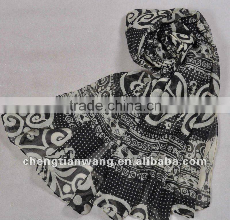 100% polyester lace print scarf