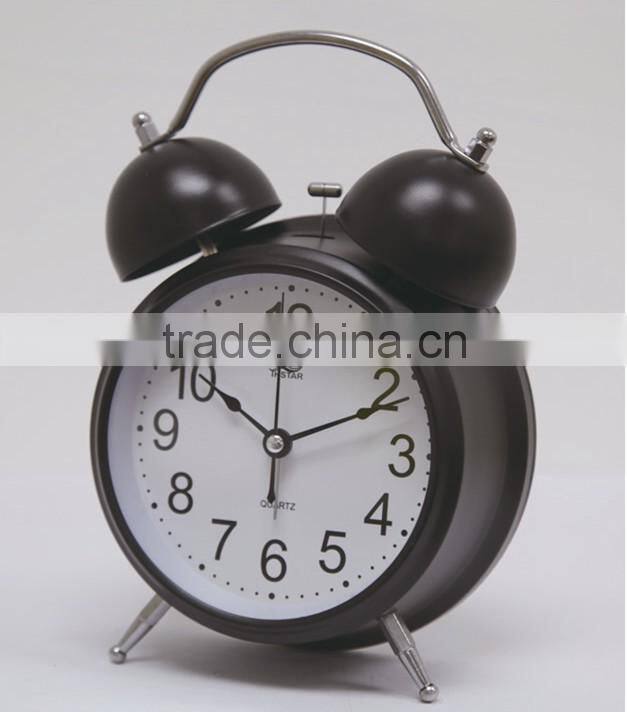 5" twin bell alarm clock, quartz analog table alarm clock, desk alarm clock