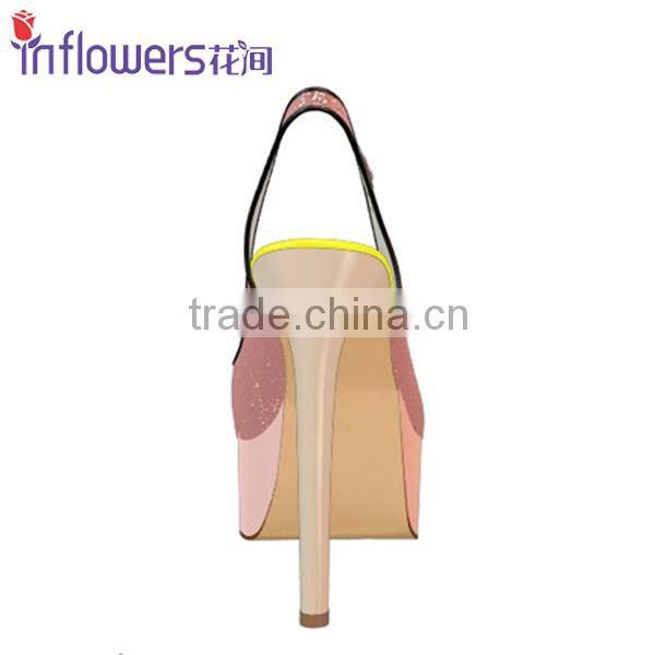 Peeptoe pink glitter slingback ladies high heels