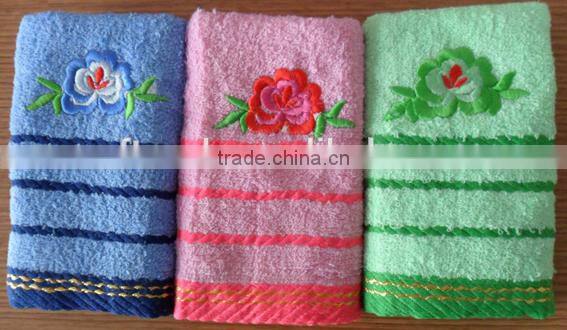 solid color dobby border cheap face flower embroidery towels,towel embroidery