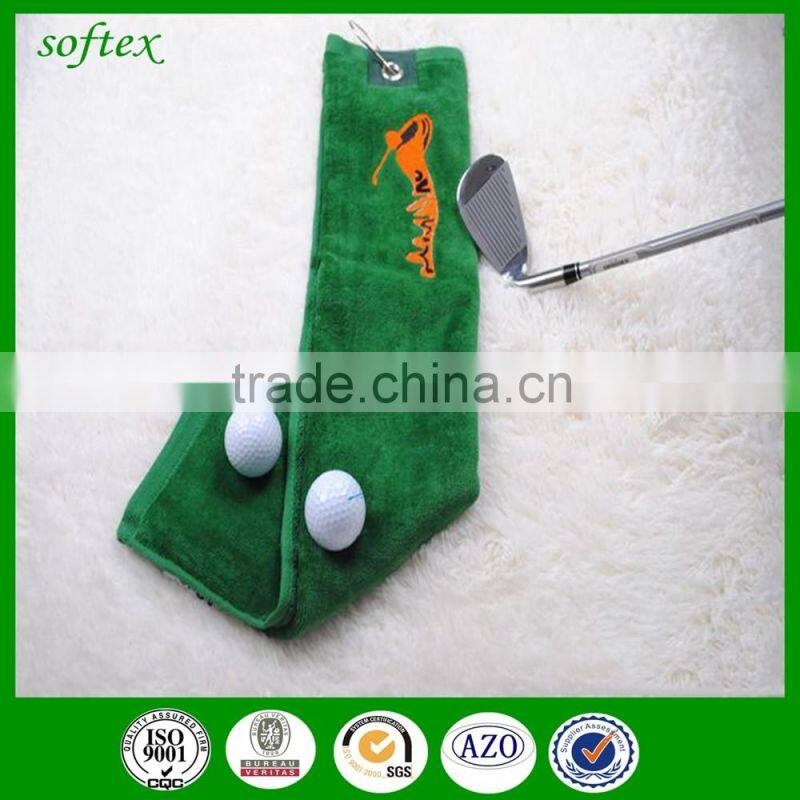 Golf towels with grommet and hook embroidery golf towel