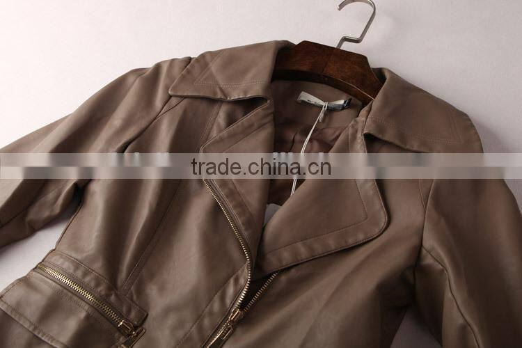 Modern design 2014 women pu leather jacket