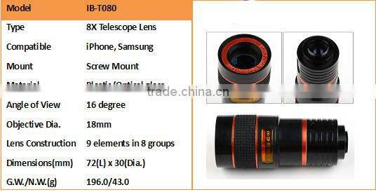 With Tripod And Case 8x Zoom Mobile Telephoto Lens For Iphone