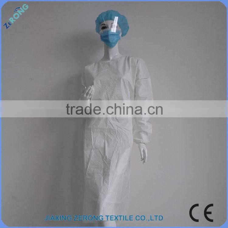 cheap PP+PE breathable film fabric White hospital gown