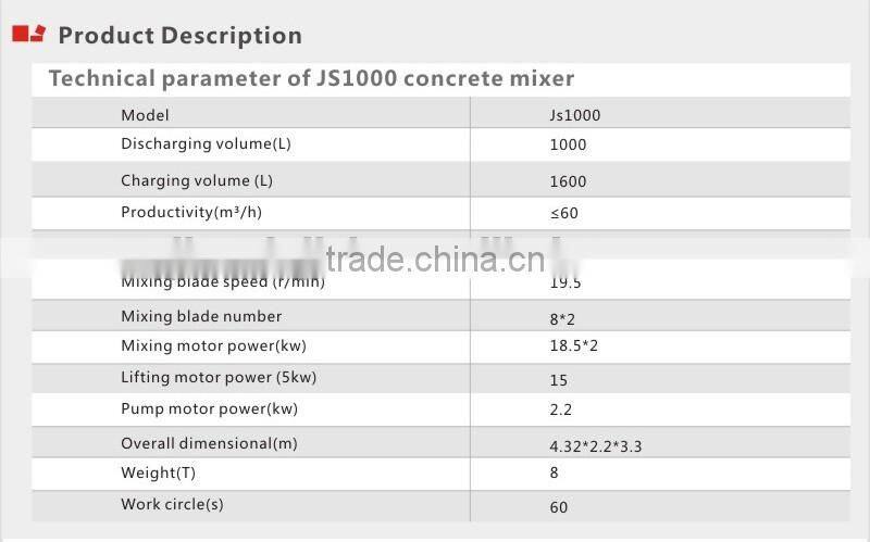 china large capacity electric planetary concrete mixer