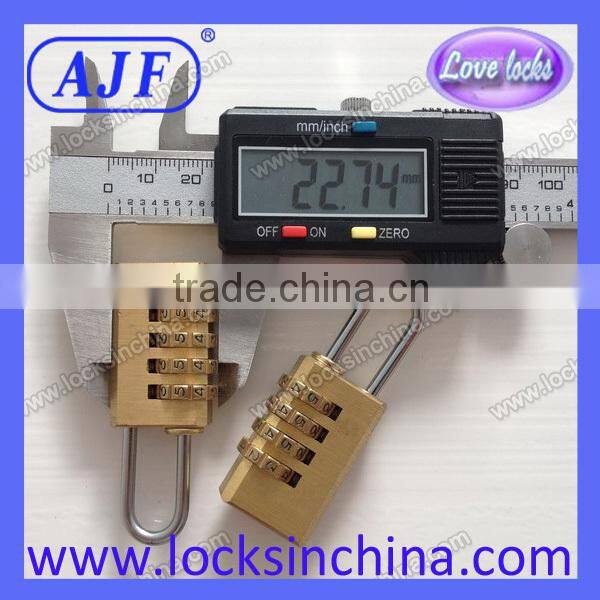 AJF 2015 Hotsale 20mm small metal brass 4 wheel bag number lock