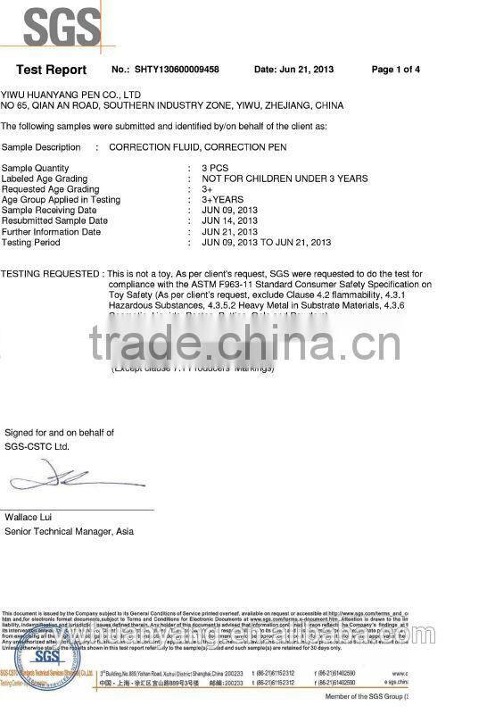 Wholesale office and school stationery whiteout/correction pen fluid