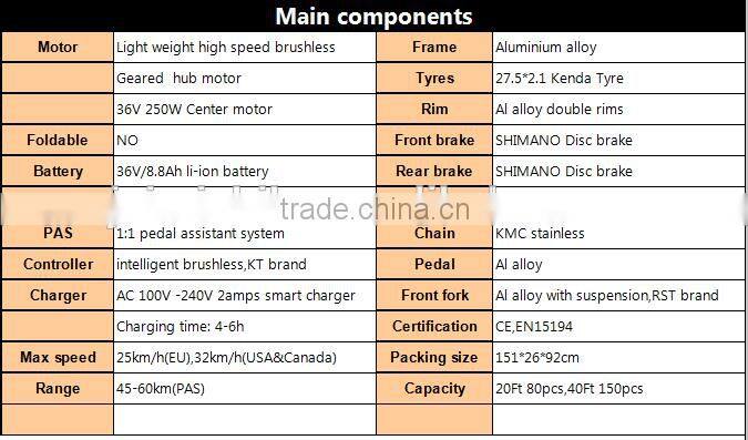 CIF final price sample electric bicycle biciletas mtb for euro and south america