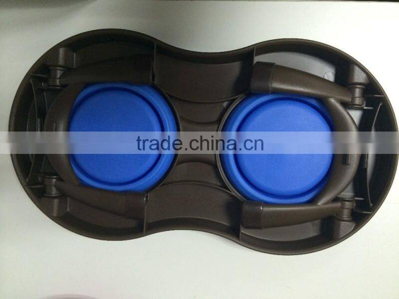 collapsible double silicone pet bowl 100% Food Grade Non-toxic foldable