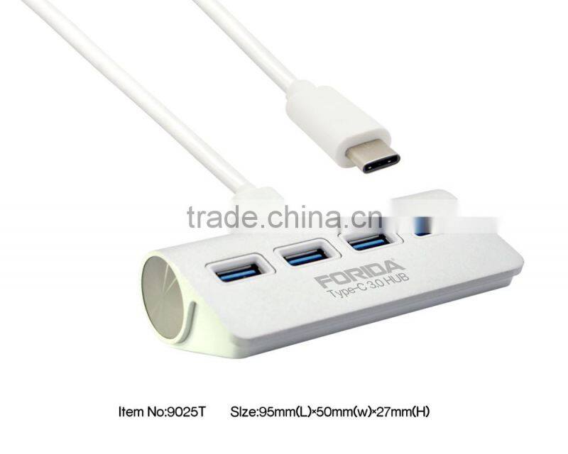 Forida MAC style Type C hub Aluminium hub USB3.0 hub with LED light