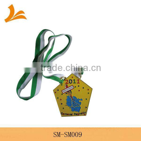 SM-SM005 round custom award pinting medallion with ribbon