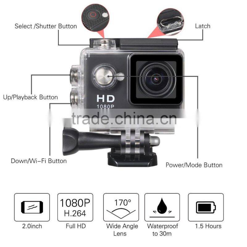 HD 1080P Helmet Sport Action Camera WIFI Mini DV Sport Camera Support 32GB SD Card Recording