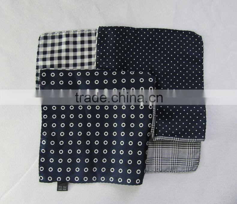 Customize silk scarf/handkerchief/pocket square with printing, hot-sale fashion suit handkerchief for business men