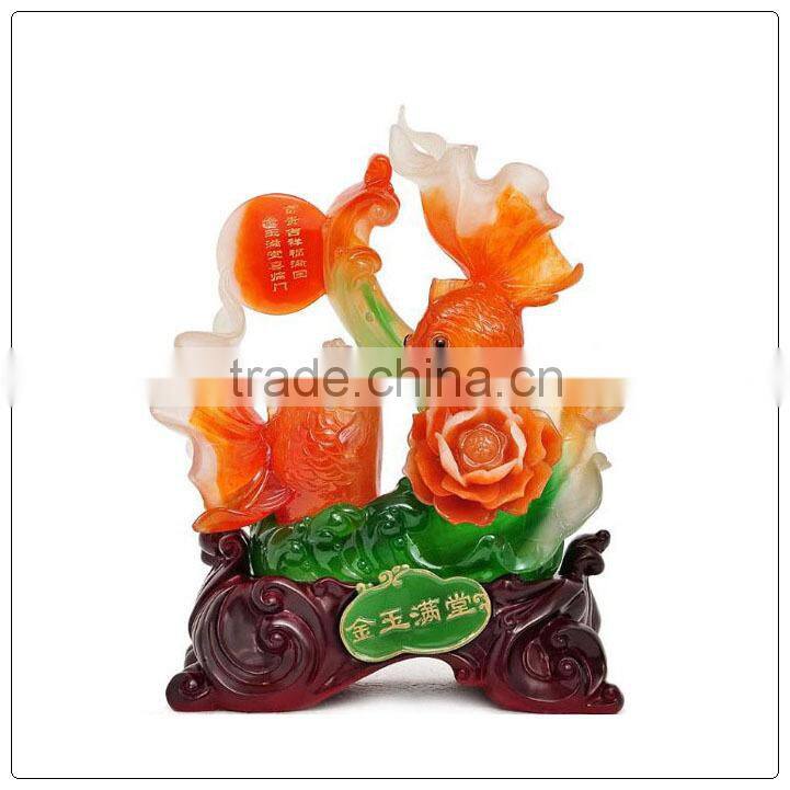 Red jade color Chinese Luckly fengshui fish ,fish statue