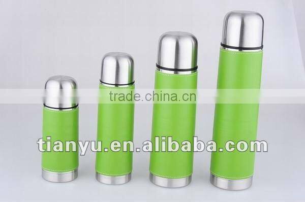 350ml-1000ml double wall vacuum metal flask with PU sleeve wrapped